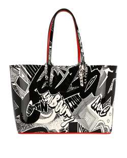 Metro Graf Spikes Tote, Patent, White/Black, MII, P, 2*